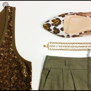 JCrew Moss Green Sequined Tank